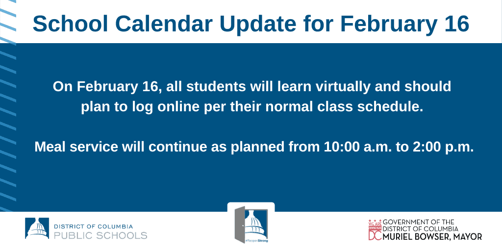 School calendar update for February 16 DCPS Strong